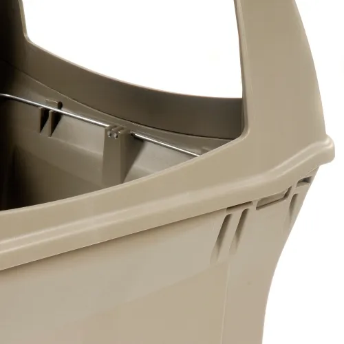 Rubbermaid Outdoor Ranger® 45 gal Beige Plastic Trash Receptacle With 4-Way  Opening - 24 7/8L x 24 7/8W x 41 1/2H