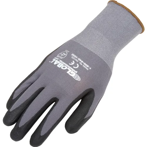 Global Industrial Micro-Foam Nitrile Coated Nylon Gloves, 15 Gauge, - Package of 12, Gray