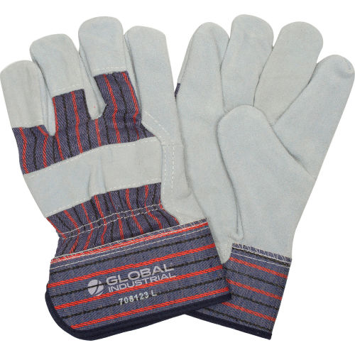Leather Palm Safety Gloves with 2-1/2in Safety Cuff, Large, 1 Pair