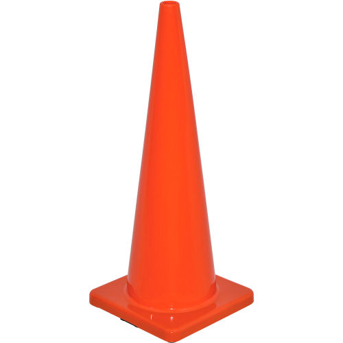 36in Traffic Cone, Non-Reflective, Solid Orange Base, 10 lbs