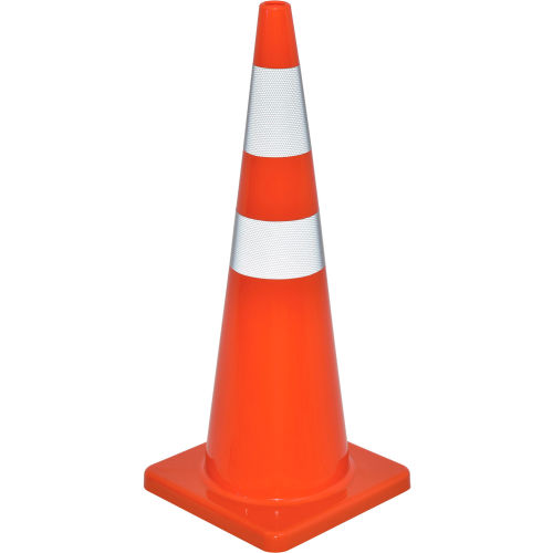 36in Traffic Cone, Reflective, Solid Orange Base, 10 lbs
