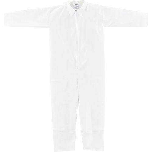 Microporous Coverall, Open Wrists/Ankles, White, Large, 25/Case
																			