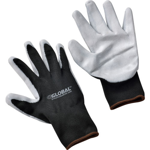 Global™ Foam Nitrile Coated Gloves, Gray/Black, Large, 1-Pair