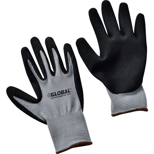 Global™ Ultra-Grip Foam Nitrile Coated Gloves, Gray/Black, Large, 1-Pair