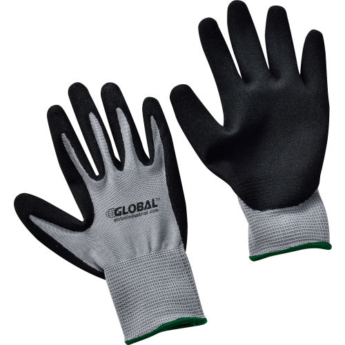 Global™ Ultra-Grip Foam Nitrile Coated Gloves, Gray/Black, Medium, 1-Pair