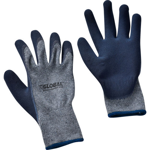 Global™ Ultra-Grip Foam Latex Coated Gloves, Poly/Cotton Knit, Black/Gray, X-Large, 1-Pair