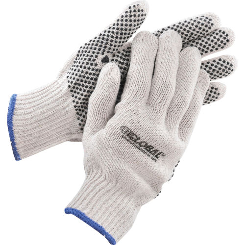 Global™ PVC Dot Knit Gloves, Single-Sided, Black, X-Large, 1-Dozen