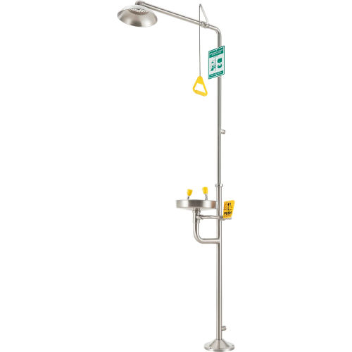 Global Industrial™ Emergency Combination Shower With Eyewash Station, Floor Mounted, Stainless Steel
																			