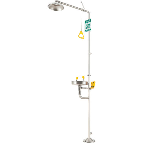 Global Industrial™ Emergency Combination Shower With Eyewash Station, Floor Mounted, Stainless Steel