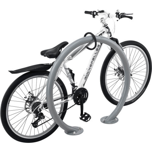 Circle Bike Rack, 2 Bike Capacity, Flange Mount, Gray