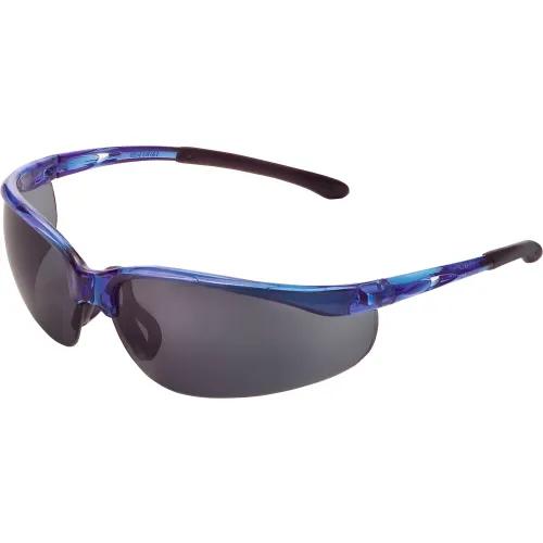 Global Industrial Half Frame Safety Glasses, Anti-Fog, Smoke Lens, Blue Frame WB708403BL