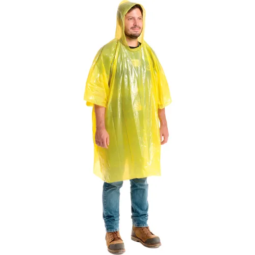 Disposable Rain Poncho, 80" L, One Size, Yellow WB708579YL