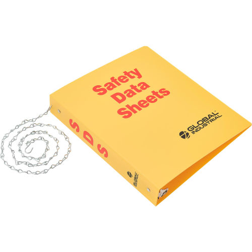 Global Industrial™ English 3 Ring Safety Data Sheet Binder, 2 in. Rings With Chain