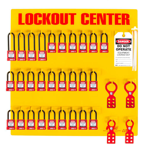 ZING RecycLockout Lockout Station, 28 Padlock, Stocked, 7116