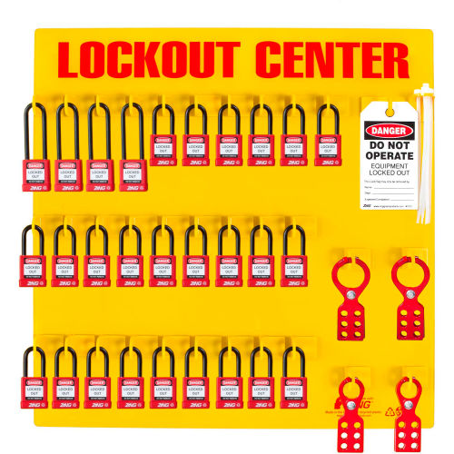 ZING RecycLockout Lockout Station, 28 Padlock, Stocked, 7116