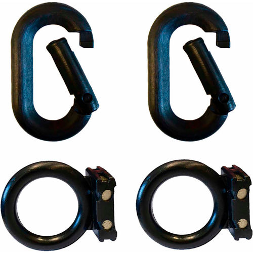Magnet Ring/Carabiner Kit, Black, Pack of 2