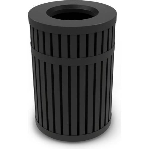 Commercial Zone ArchTec Parkview 3 Trash Container w/ Open Lid, 45 Gallon Black - 728001
