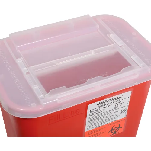 Oakridge Products 2 Gallon Sharps Container w/ Slide Lid, Red