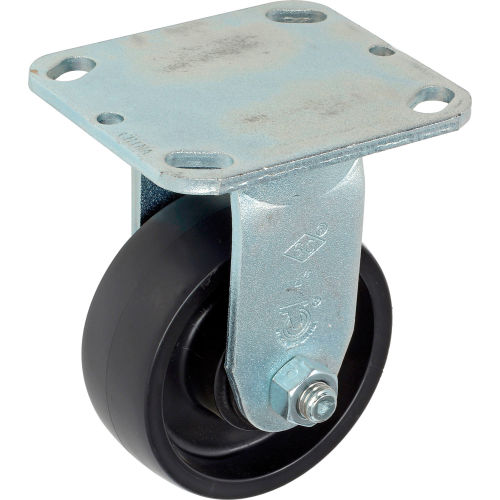 Heavy Duty Rigid Plate Caster 4in Molded Plastic Wheel 420 Lb.