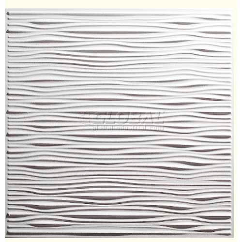 Genesis Designer Drifts PVC Ceiling Tile 751-00, Waterproof & Washable, 2'L X 2'W, White