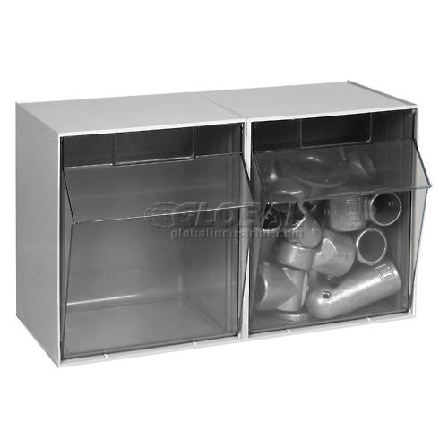 Quantum Tip Out Storage Bin QTB302 2 Compartments Gray