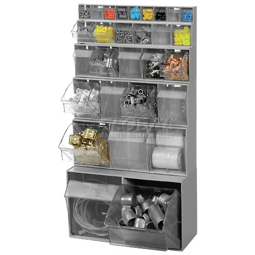 Tip Out Bin with 6 Compartments for Parts Storage - Plastic