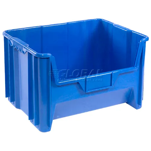 Stackable Plastic Bins, Blue, 7 3/8 x 4 1/8 x 3