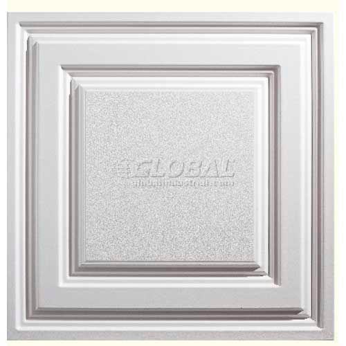 Genesis Designer Icon Relief PVC Ceiling Tile 754-00, Waterproof & Washable, 2'L X 2'W, White