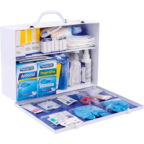 Global Industrial™ First Aid Kit, 50-75 Person, ANSI Compliant, 2 Shelf Steel Cabinet