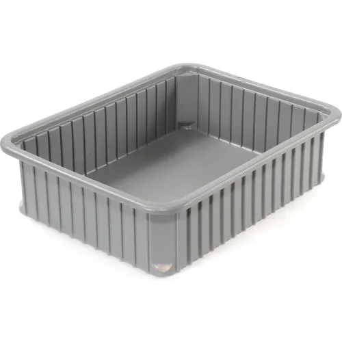 Dandux Dividable Stackable Plastic Box 50P0114042 - 22-1/2L x 17-1/2W x  4-1/4H, Gray