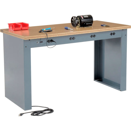 60 W x 30 D Panel Leg Workbench With Power Apron and Shop Top