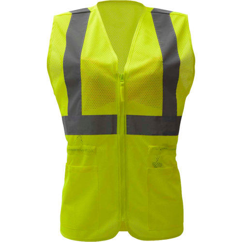 GSS Safety 7803, Class 2, Ladies Hi-Vis Safety Vest, Lime, L/XL