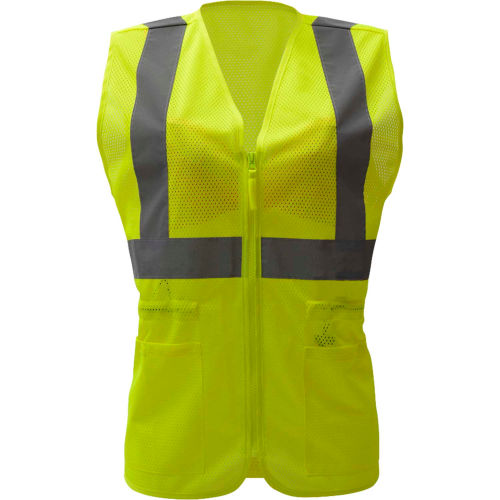 GSS Safety 7803, Class 2, Ladies Hi-Vis Safety Vest, Lime, S/M