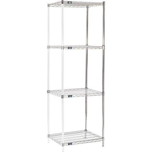 Nexel® Chrome, 4 Tier, Wire Shelving Add-On Unit, 24