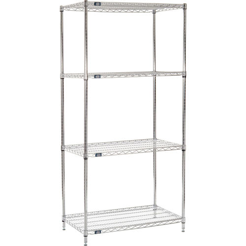 Nexel® Chrome Wire Shelving Starter - 36W x 21D x 74H