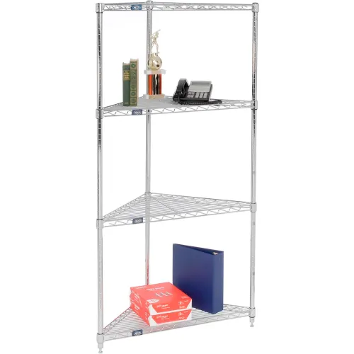 Chrome Wire Fan Shape Corner Shelving - 4 Shelves