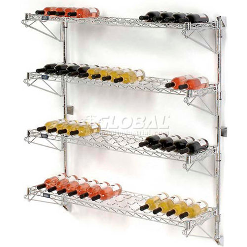 Wine Bottle Rack - Wall Mount 52 Bottle 48 x 14 x 54