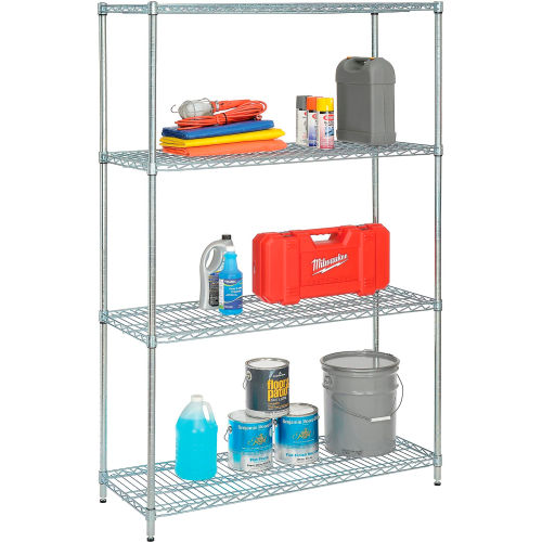 Nexel MD Wire Shelving Unit 48 W x 18 D x 74 H Zinc Chromate