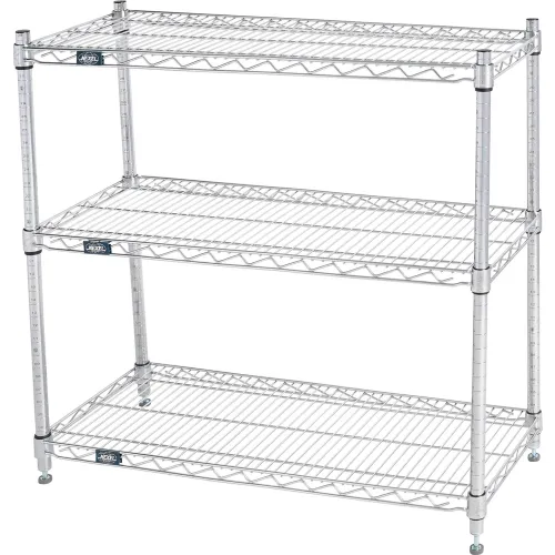 Nexel® 3 Shelf, Stainless Steel Wire Shelving Unit, Starter, 36"W x 14