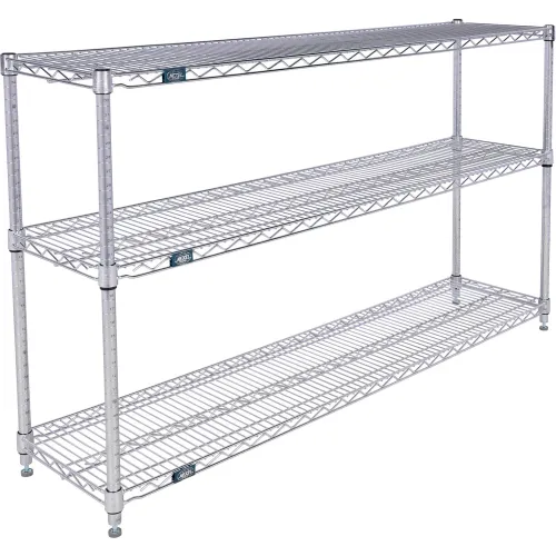 Nexel® 3 Shelf, Chrome Wire Shelving Unit, Starter, 60"W x 18"D x 34"H