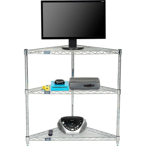 Nexel - 32 x 24 (3) Shelf Corner Media Stand - Chrome