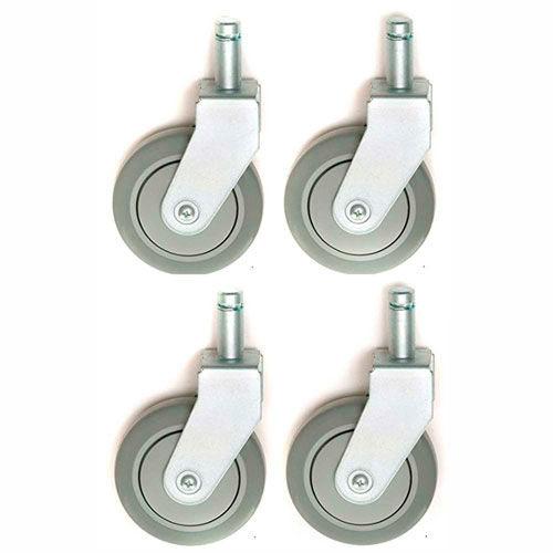 Nexel - 5" Rigid Stem Casters, Polyurethane Set of (4) W/Bumper, 1200 lb Capacity