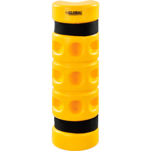 Rack Protector, Rack End Mounting, 3in x 3in Opening, 18inH, Yellow