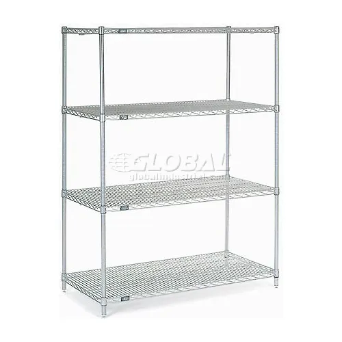 Nexel® 4 Shelf, Nexelate® Silver Epoxy Wire Shelving Unit, Starter, 48