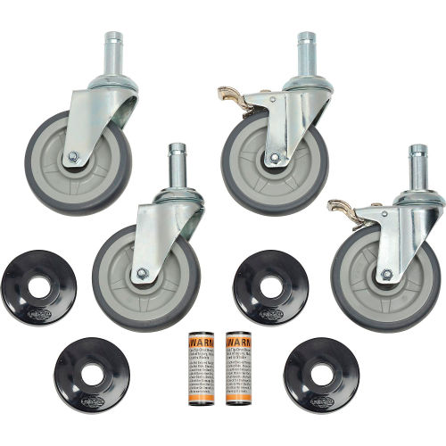 Rubber Swivel Stem Set of (4) Casters 5 Inch 2 Brake/ Donut Bumper