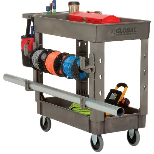 Global Industrial™ Service Cart w/2 Shelves, 1200 lb. Capacity, 48L x 30W  x 31H, Gray