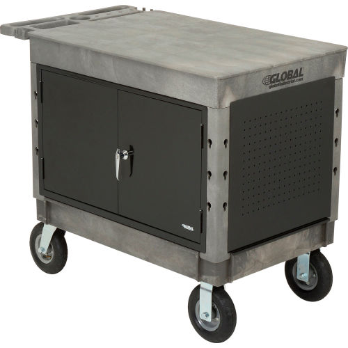Large Flat Top Shelf Maintenance Cart with 8in Rubber Casters
																			