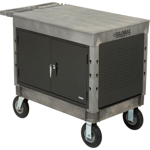 Large Flat Top Shelf Maintenance Cart with 8in Rubber Casters
