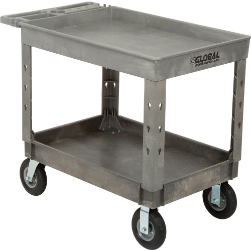 Large 2 shelf Tray Cart, Structural Foam, 8in Casters