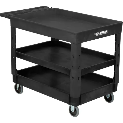 Global Industrial™ Tray Top Utility Cart w/3 Shelves, 44"L x 251/2"W x